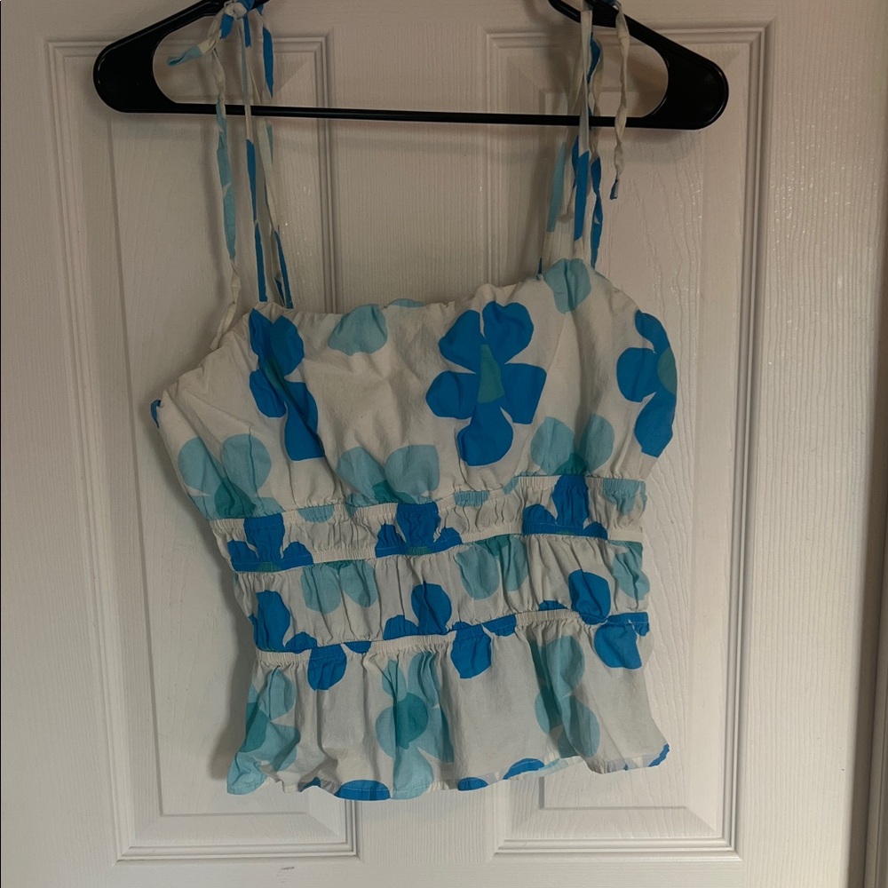 Altar’d State Blue and White Floral Tank Top